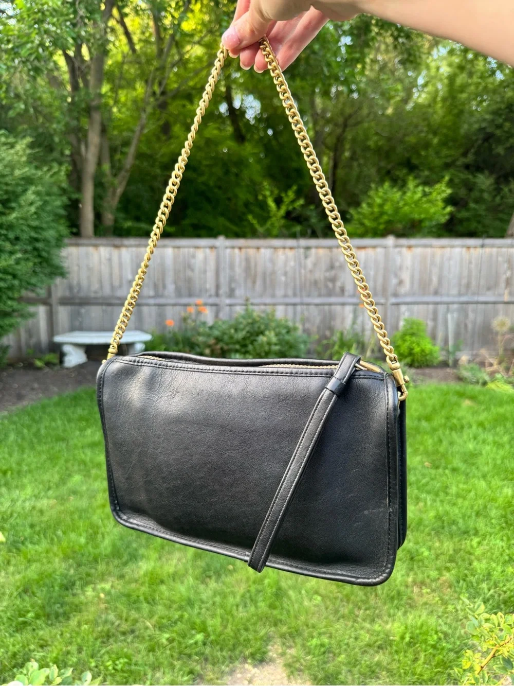Coach Vintage Basic Bag Zippered Clutch NO Strap Black Leather #9455